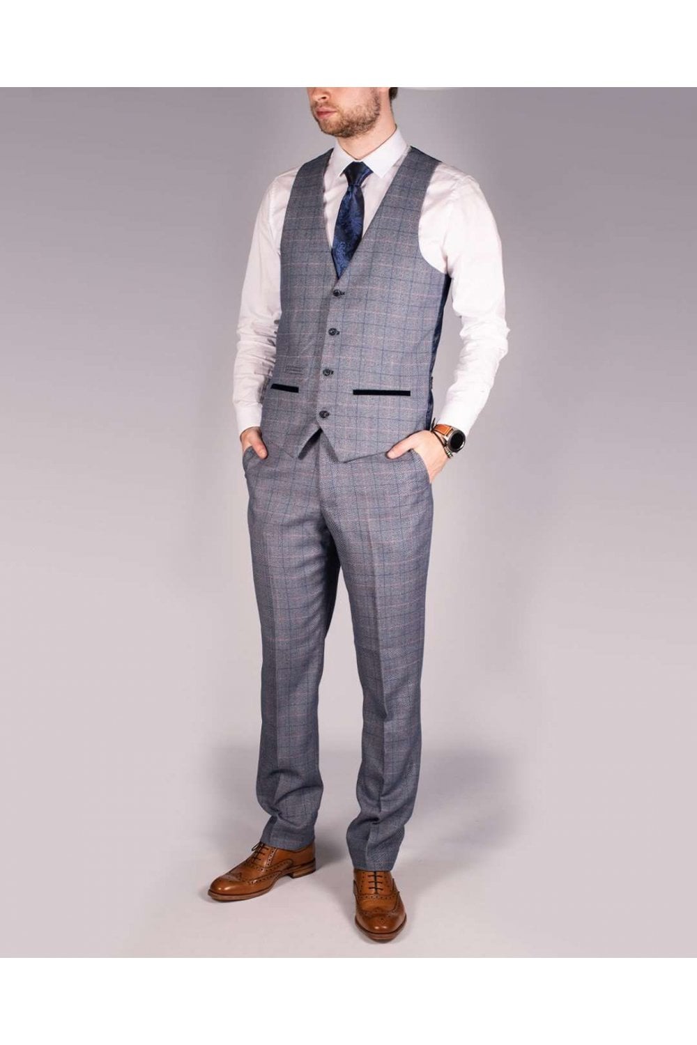 MARC DARCY Hilton/Harry Blue Tweed Trousers - Formal Wear from Revolver  Menswear UK