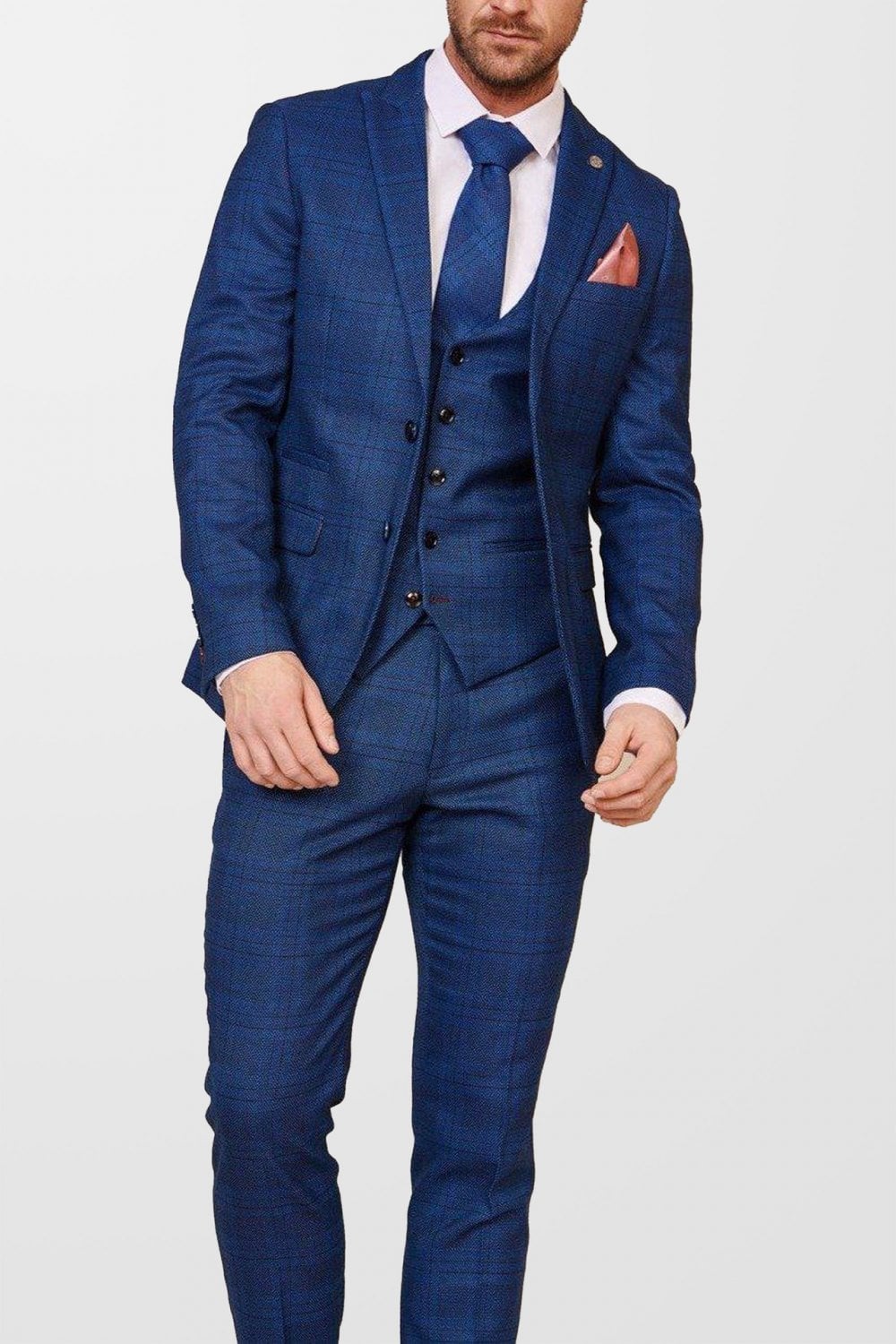 MARC DARCY Hilton/Harry Blue Tweed Trousers - Formal Wear from Revolver  Menswear UK